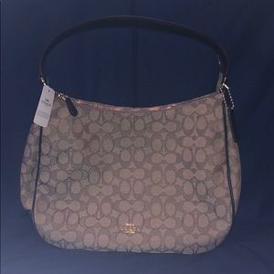 New Coach Signature Khaki Canvas Zip Closure Purse